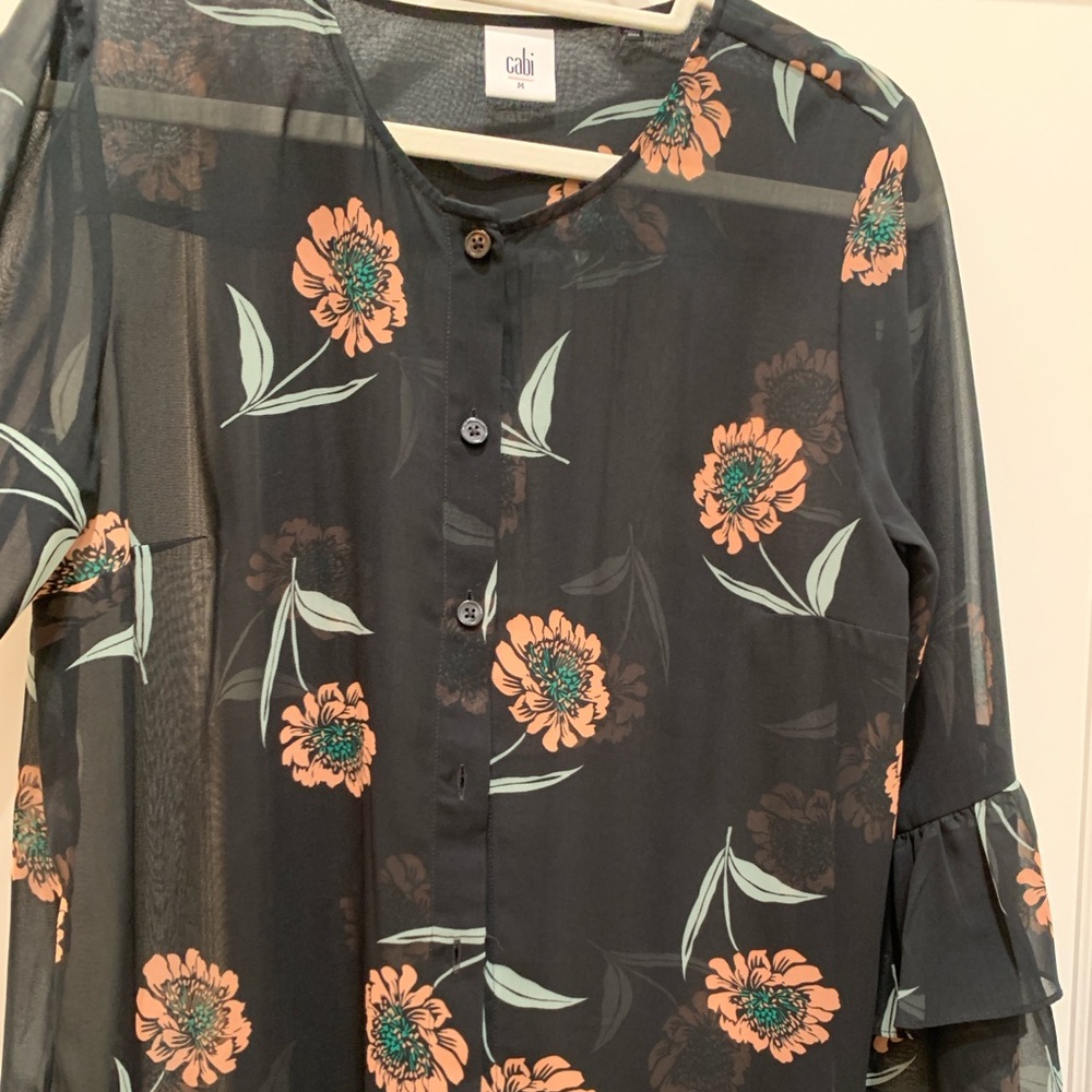 Floral Sheer Black Cabi Blouse